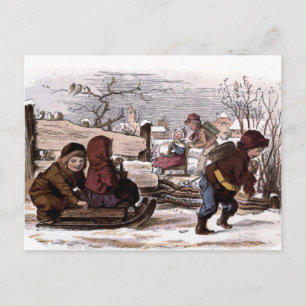 Cartão Postal Desenho da Vintagem: Leve na Neve