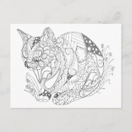 Cartão Postal Desenho de Abstrato de Cat Colorível para Coloraçã