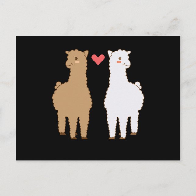 Cartão Postal Desenho de Animal Doce Lhama Alpaca Lhamas Alpacas (Frente)