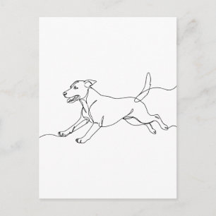 Cartão Postal Desenho de arte de linha de cachorro moderno minim