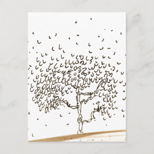 Cartão Postal Desenho de árvore de desenho animado com folhas ca