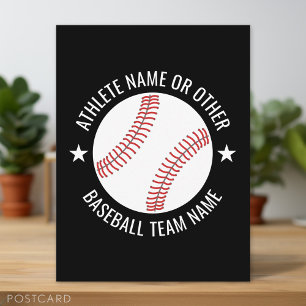 Cartão Postal Desenho de beisebol com nome da equipe e atleta mo