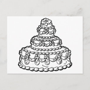 Cartão Postal Desenho De Bolo De Casamento