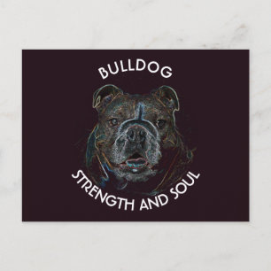 Cartão Postal Desenho de Bulldog Escuro abstrato Psicodélico