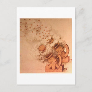 Cartão Postal Desenho de canhões por Leonardo da Vinci