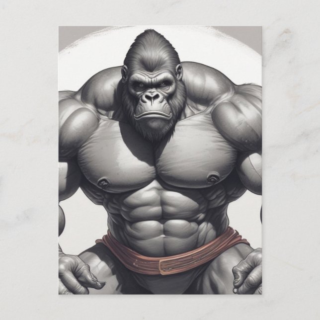 Cartão Postal Desenho de Cartoons de Pop de Gorilla Bodybuilder (Frente)