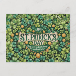 Cartão Postal Desenho de Celebração do Trevo Irlandês