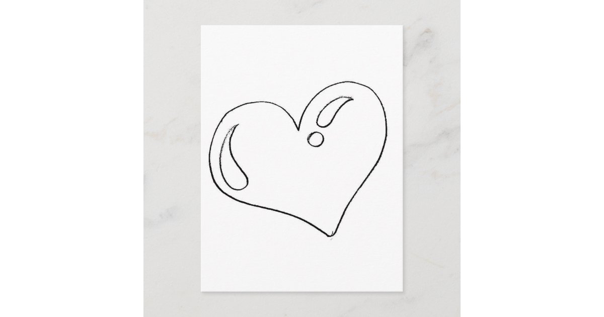 Cartão Postal Desenho de coração para imprimir e pintar