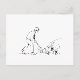 Cartão Postal Desenho de Criptomoeda Mineira de Bitmoedas