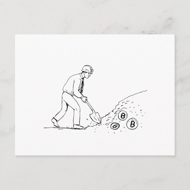 Cartão Postal Desenho de Criptomoeda Mineira de Bitmoedas (Frente)