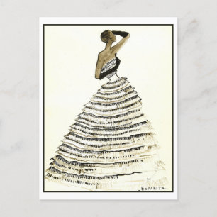 Cartão Postal Desenho de Design de Moda de Palhaço