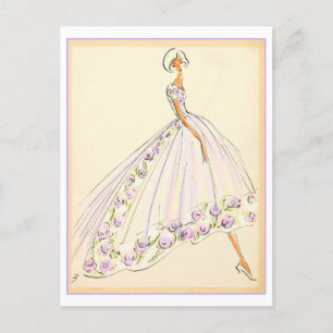 Cartão Postal Desenho de Design de Moda de Vestido Flor