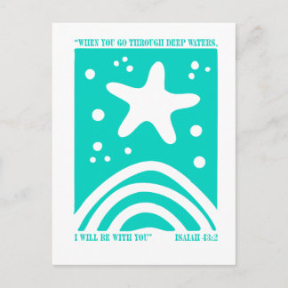 Cartão Postal Desenho de Estrela-do-Mar Cristã Quando Você Passa