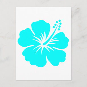 Cartão Postal desenho de flor de hibisco aqua