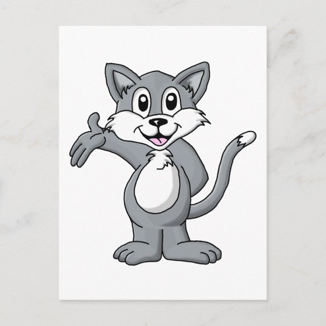 Cartão Postal Desenho de Gato (Frente)