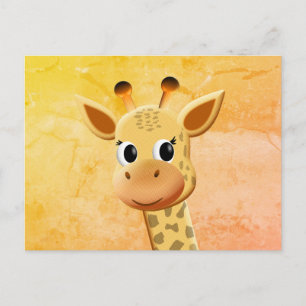 Cartão Postal Desenho de Girafa Bebê Fofa