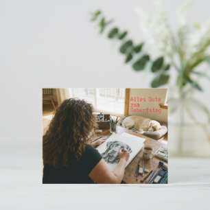 Cartão Postal Desenho de Labrador de aniversário 