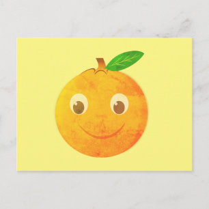 Cartão Postal Desenho de laranja de desenho animado fofo vintage