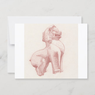 Cartão Postal Desenho de leão guardião da pedra