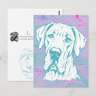 Cartão Postal Desenho de linha Cabeça de Dogue Alemão