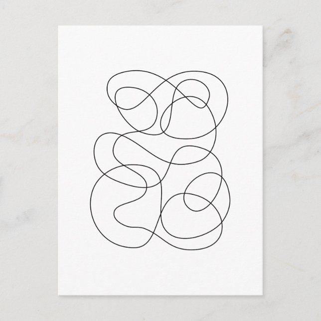 Cartão Postal Desenho de linha de Abstrato contemporâneo preto e (Frente)