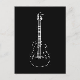 Cartão Postal Desenho de Linha de Guitarra Semi-Acústica Monocro