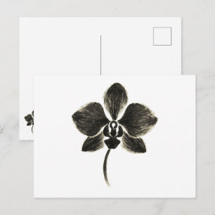 Cartão Postal Desenho de Linha Orquídea - Cartão-postal Botânico
