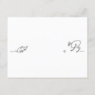 Cartão Postal Desenho De Linha Whimsical De Um Cão Que Reproduz 