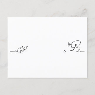 Cartão Postal Desenho De Linha Whimsical De Um Cão Que Reproduz