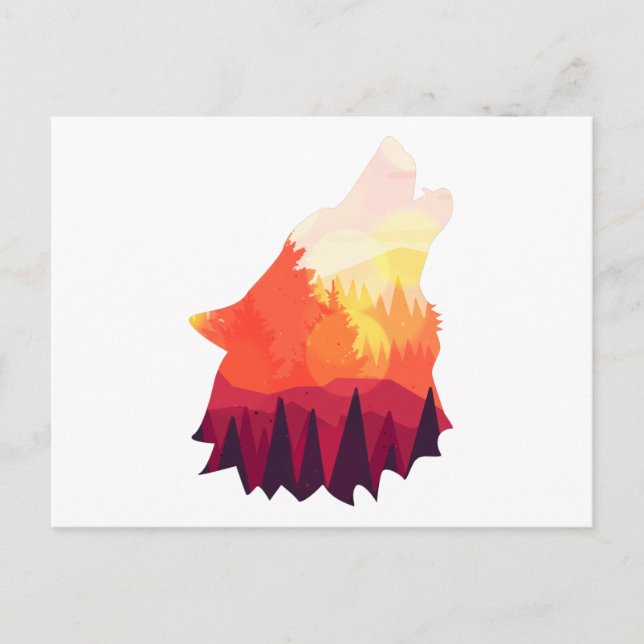 Cartão Postal Desenho de lobo zangado (Frente)