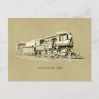 Desenho de Locomotiva de Trem a Vapor Antigo
