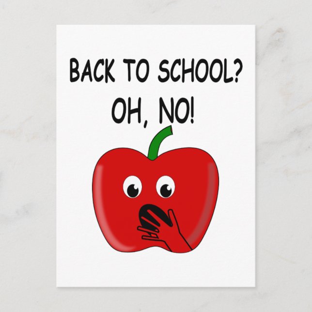 Cartão Postal Desenho de maçã de volta à escola (Frente)