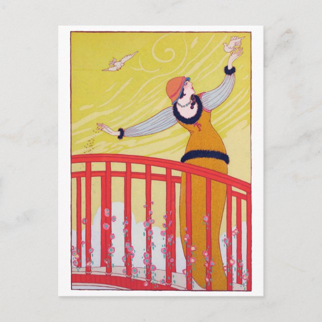 Cartão Postal Desenho de Moda de Verão Amarela Charles Martin Ar (Frente)