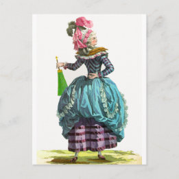 Cartão Postal Desenho de moda francês da Regência roxo e azul