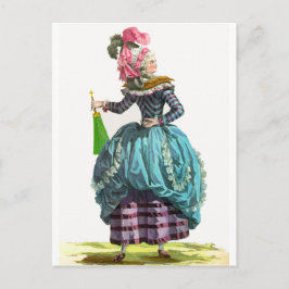 Cartão Postal Desenho de moda francês da Regência roxo e azul