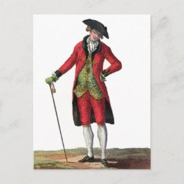 Cartão Postal Desenho de moda francesa de cavalheiro com terno v