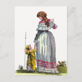 Cartão Postal Desenho de Moda Regência Bonita de Mãe e Filho