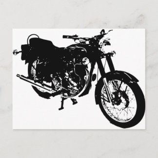 Cartão Postal Desenho de motocicletas preto e branco
