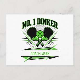 Cartão Postal Desenho de Nome de Treinador de Pickleball Dinker 
