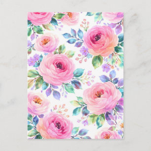 Cartão Postal Desenho de nome personalizado Boho floral ao nasce