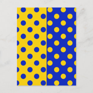 Cartão Postal Desenho de padrão de bolinhas amarelas e azuis mei