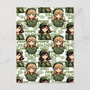 Cartão Postal Desenho de Padrão de Garotas Soldado Anime