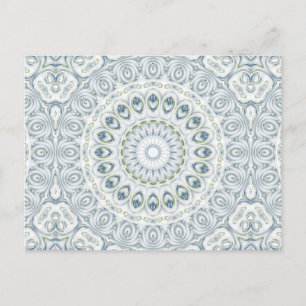 Cartão Postal Desenho de Padrão de Mandala Azul e Verde Sereno