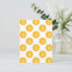 Cartão Postal Desenho de padrão de sol brilho em branco