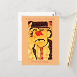 Cartão Postal Desenho de Palhaço Triste Vintage dos Anos 70 (D1)