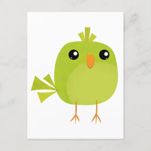 Cartão Postal Desenho de Pássaro Verde