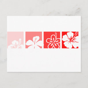 Cartão Postal desenho de pastel de hibisco vermelho