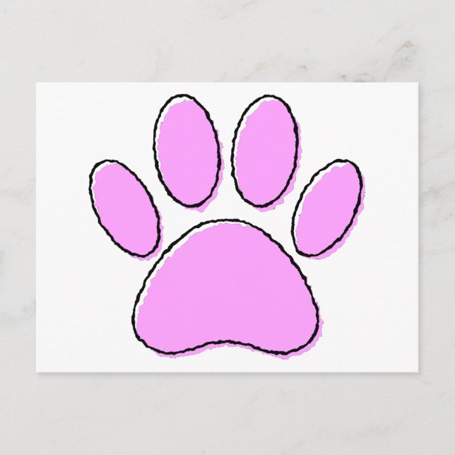 Cartão Postal Desenho de Pata de Cachorro Fofo (Frente)