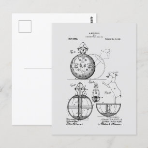Cartão Postal Desenho de Patentes do Pôr de Roly Poly 1908