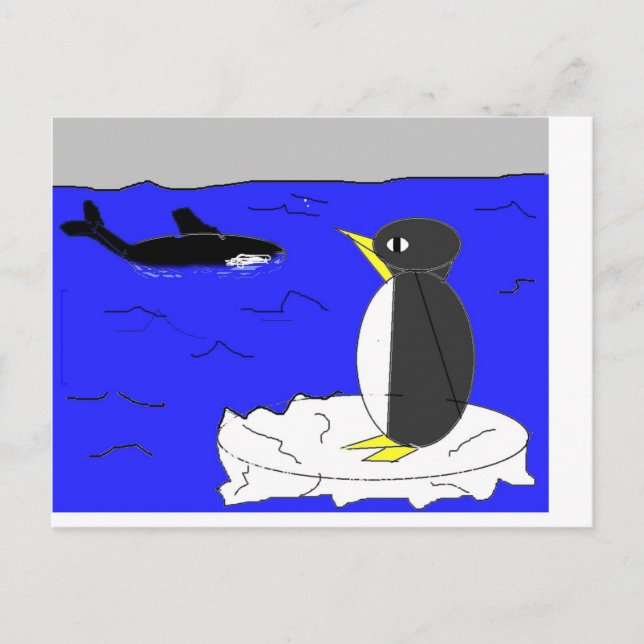 Cartão Postal Desenho de pinguim (Frente)